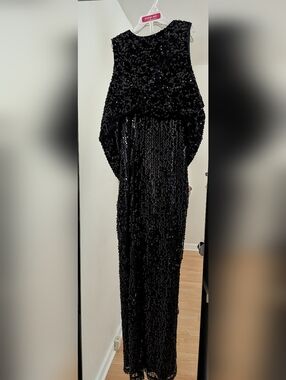 Mix & Match Black Sequin Top And Wide Leg Pants